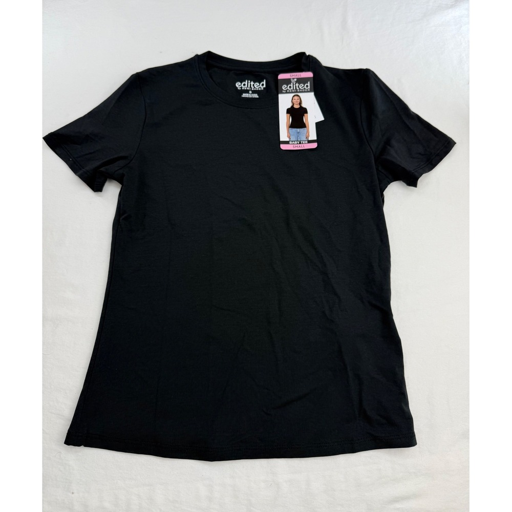 Edited by Remi Bader Black Baby Tee Short Sleeve Cotton Modal Top Small NWT